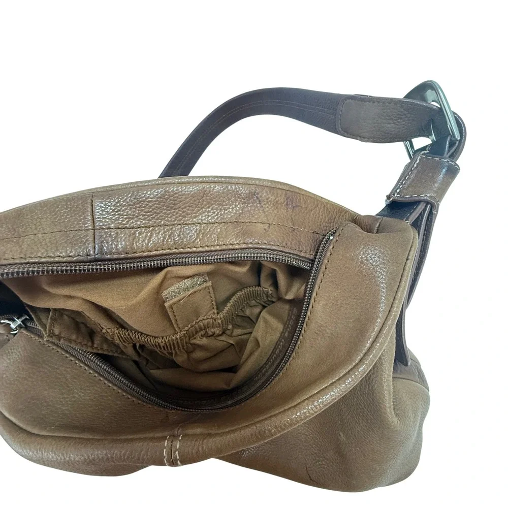 Stone Mountain Leather Shoulder Bag Medium Brown Buckle Strap Boho Classic Hobo